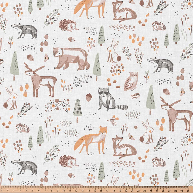 Printed Cotton OTTAWA2 White / Brown